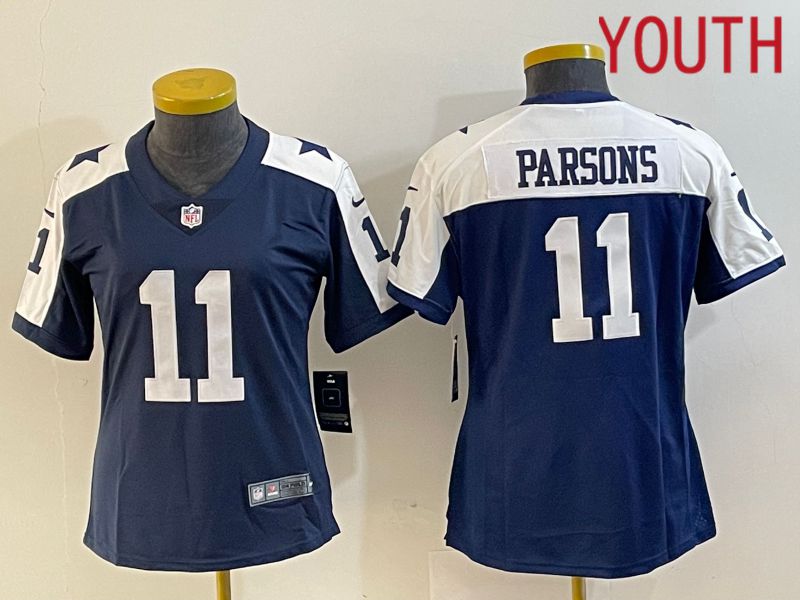 Youth Dallas Cowboys #11 Parsons Blue 2023 Nike Vapor Limited NFL Jersey style 3->youth nfl jersey->Youth Jersey